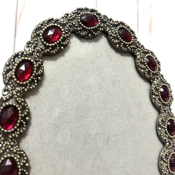Metallic Ornate Red Picture Frame- Victorian Gothic Picture  Vintage Ornate Ruby Red Glass Jeweled Picture Frame Baroque Victorian Goth Style